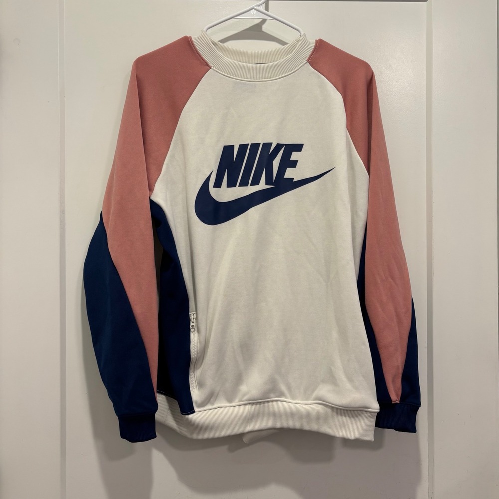 Nike Sportswear Colorblock Crewneck Sweatshirt Pink White Navy Blue Large
